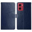 For Motorola Moto G05 HT01 Y-shaped Pattern Flip Leather Phone Case(Blue) - 1