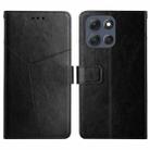 For Motorola Moto G56 5G HT01 Y-shaped Pattern Flip Leather Phone Case(Black) - 1