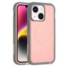 For iPhone 15 Plus Defender Series XT MagSafe Magnetic PC + TPU Shockproof Phone Case(Pink+Grey) - 1