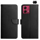 For Motorola Moto G84 Genuine Leather Fingerprint-proof Horizontal Flip Phone Case(Black) - 1