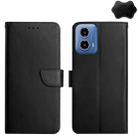 For Motorola Moto G34 5G Genuine Leather Fingerprint-proof Horizontal Flip Phone Case(Black) - 1