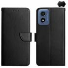 For Motorola Moto E14 Genuine Leather Fingerprint-proof Horizontal Flip Phone Case(Black) - 1