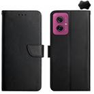 For Motorola Moto G55 5G Genuine Leather Fingerprint-proof Horizontal Flip Phone Case(Black) - 1