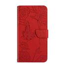 For Motorola Edge 40 Neo HT03 Skin Feel Butterfly Embossed Flip Leather Phone Case(Red) - 2