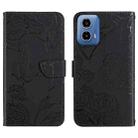 For Motorola Edge 5G 2024 HT03 Skin Feel Butterfly Embossed Flip Leather Phone Case(Black) - 1