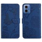 For Motorola Edge 5G 2024 HT03 Skin Feel Butterfly Embossed Flip Leather Phone Case(Blue) - 1