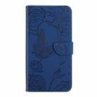 For Motorola Moto G45 5G HT03 Skin Feel Butterfly Embossed Flip Leather Phone Case(Blue) - 2