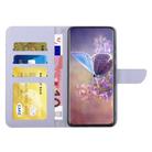 For Motorola Moto G35 5G HT03 Skin Feel Butterfly Embossed Flip Leather Phone Case(Purple) - 3