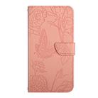 For Motorola Moto G35 5G HT03 Skin Feel Butterfly Embossed Flip Leather Phone Case(Pink) - 2