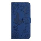 For Motorola Moto G55 5G HT03 Skin Feel Butterfly Embossed Flip Leather Phone Case(Blue) - 2