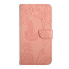 For Motorola Moto G75 5G HT03 Skin Feel Butterfly Embossed Flip Leather Phone Case(Pink) - 2