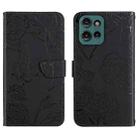 For Motorola Moto G 5G 2025 HT03 Skin Feel Butterfly Embossed Flip Leather Phone Case(Black) - 1