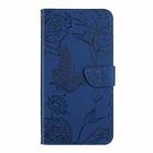 For Motorola Moto G 5G 2025 HT03 Skin Feel Butterfly Embossed Flip Leather Phone Case(Blue) - 2