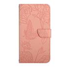 For Motorola Moto G 5G 2025 HT03 Skin Feel Butterfly Embossed Flip Leather Phone Case(Pink) - 2