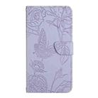 For Motorola Moto G Play 2025 HT03 Skin Feel Butterfly Embossed Flip Leather Phone Case(Purple) - 2