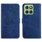 For Motorola Edge 60 5G HT03 Skin Feel Butterfly Embossed Flip Leather Phone Case(Blue) - 1