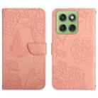 For Motorola Edge 60 5G HT03 Skin Feel Butterfly Embossed Flip Leather Phone Case(Pink) - 1