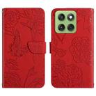 For Motorola Edge 60 5G HT03 Skin Feel Butterfly Embossed Flip Leather Phone Case(Red) - 1
