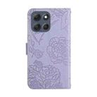 For Motorola Moto G86 5G HT03 Skin Feel Butterfly Embossed Flip Leather Phone Case(Purple) - 3