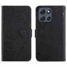 For Motorola Moto G56 5G HT03 Skin Feel Butterfly Embossed Flip Leather Phone Case(Black) - 1