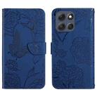For Motorola Moto G56 5G HT03 Skin Feel Butterfly Embossed Flip Leather Phone Case(Blue) - 1