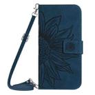 For Motorola Moto E14 HT04 Skin Feel Sun Flower Embossed Flip Leather Phone Case with Lanyard(Inky Blue) - 2