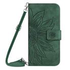 For Motorola Moto E14 HT04 Skin Feel Sun Flower Embossed Flip Leather Phone Case with Lanyard(Green) - 2