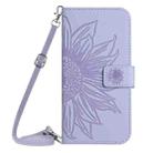 For Motorola Moto E14 HT04 Skin Feel Sun Flower Embossed Flip Leather Phone Case with Lanyard(Purple) - 2