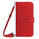 For Motorola Moto E14 HT04 Skin Feel Sun Flower Embossed Flip Leather Phone Case with Lanyard(Red) - 2