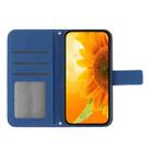 For Motorola Moto G85 5G HT04 Skin Feel Sun Flower Embossed Flip Leather Phone Case with Lanyard(Dark Blue) - 3
