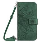 For Motorola Moto G35 5G HT04 Skin Feel Sun Flower Embossed Flip Leather Phone Case with Lanyard(Green) - 2