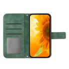 For Motorola Moto G35 5G HT04 Skin Feel Sun Flower Embossed Flip Leather Phone Case with Lanyard(Green) - 3