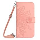 For Motorola Moto G35 5G HT04 Skin Feel Sun Flower Embossed Flip Leather Phone Case with Lanyard(Pink) - 2