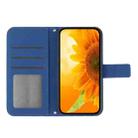 For Motorola Moto G55 5G HT04 Skin Feel Sun Flower Embossed Flip Leather Phone Case with Lanyard(Dark Blue) - 3