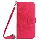 For Motorola Moto G75 5G HT04 Skin Feel Sun Flower Embossed Flip Leather Phone Case with Lanyard(Rose Red) - 2