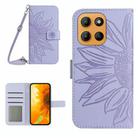For Motorola Moto G Stylus 5G 2025 HT04 Skin Feel Sun Flower Embossed Flip Leather Phone Case with Lanyard(Purple) - 1