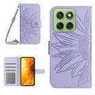 For Motorola Edge 60 Pro HT04 Skin Feel Sun Flower Embossed Flip Leather Phone Case with Lanyard(Purple) - 1