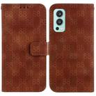 For OnePlus Nord 2 5G Double 8-shaped Embossed Leather Phone Case(Brown) - 1