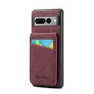 For Google Pixel 7 Pro Fierre Shann Crazy Horse Card Holder Back Cover PU Phone Case(Wine Red) - 1