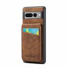 For Google Pixel 7 Pro Fierre Shann Crazy Horse Card Holder Back Cover PU Phone Case(Brown) - 1