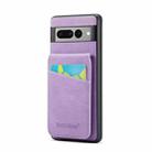 For Google Pixel 7 Pro Fierre Shann Crazy Horse Card Holder Back Cover PU Phone Case(Purple) - 1