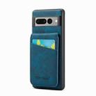 For Google Pixel 7 Pro Fierre Shann Crazy Horse Card Holder Back Cover PU Phone Case(Blue) - 1