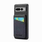For Google Pixel 7 Fierre Shann Crazy Horse Card Holder Back Cover PU Phone Case(Black) - 1