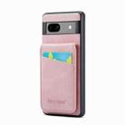 For Google Pixel 8 Fierre Shann Crazy Horse Card Holder Back Cover PU Phone Case(Pink) - 1