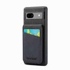 For Google Pixel 8 Fierre Shann Crazy Horse Card Holder Back Cover PU Phone Case(Black) - 1