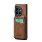 For OnePlus 11 Fierre Shann Crazy Horse Card Holder Back Cover PU Phone Case(Brown) - 1