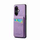 For OnePlus Nord CE 3 / CE 3 Lite Fierre Shann Crazy Horse Card Holder Back Cover PU Phone Case(Purple) - 1