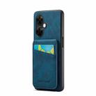 For OnePlus Nord CE 3 / CE 3 Lite Fierre Shann Crazy Horse Card Holder Back Cover PU Phone Case(Blue) - 1