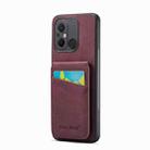 For Xiaomi Redmi 12C / 11A Fierre Shann Crazy Horse Card Holder Back Cover PU Phone Case(Wine Red) - 1