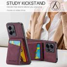 For Xiaomi Redmi Note 12 4G Global Fierre Shann Crazy Horse Card Holder Back Cover PU Phone Case(Wine Red) - 5
